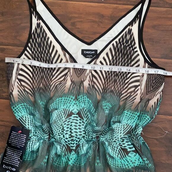 Bebe V-Neck Color Blocked Printed Dress Resort Cruise Boho Vacation Event - Picture 5 of 12